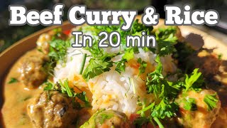 Delicious Beef Curry in 20 min With Rice for less than $2.00 per Serving!💯 #Beefcurry #dinner