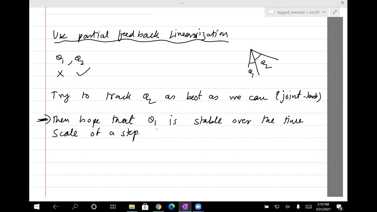 Legged Robotics 23: Walker with partial feedback linearization (Spring 2021)