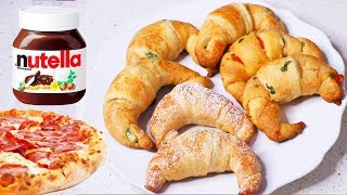 CROISSANTS O CUERNITOS DE NUTELLA, PIZZA Y ESPINACAS