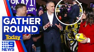 SA premier takes on footy challenge with AFL gather round in full swing | 9 News Australia