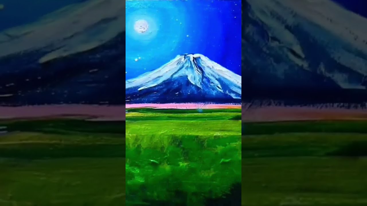 油絵 絵画 【月のお花畑と富士山 】 50e3898ac873792bbd7702822a8951