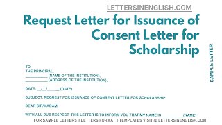 Request Letter For Issuance Of Consent Letter For Scholarship - Letter for Scholarship Consent