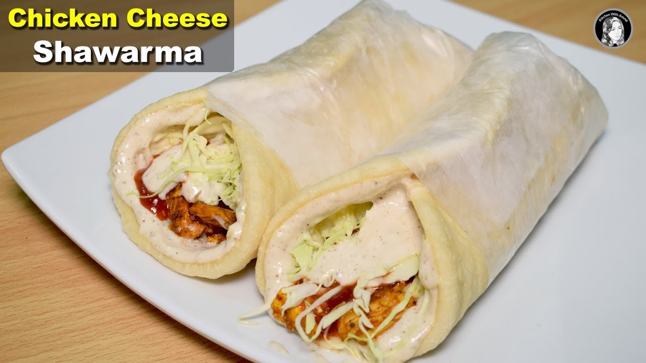 Chicken Cheese Shawarma Recipe - Without Oven Shawarma Bread and Tahini Sauce - Kitchen With