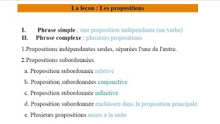 leçon 8 : les propositions subordonnées et indépendantes, phrase simple phrase complexe (الجمل)