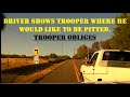 Pursuit of stolen truck - Driver points to spot he would like to be PITTED - Trooper quickly obliges