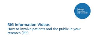 RIG Info Video: Involving Patients in Research