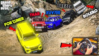 GTA 5 : INDIAN CARS FORTUNER THAR XUV 700 BREZZA BOLERO OFFROADING | LOGITECH G29 WHEEL 2023