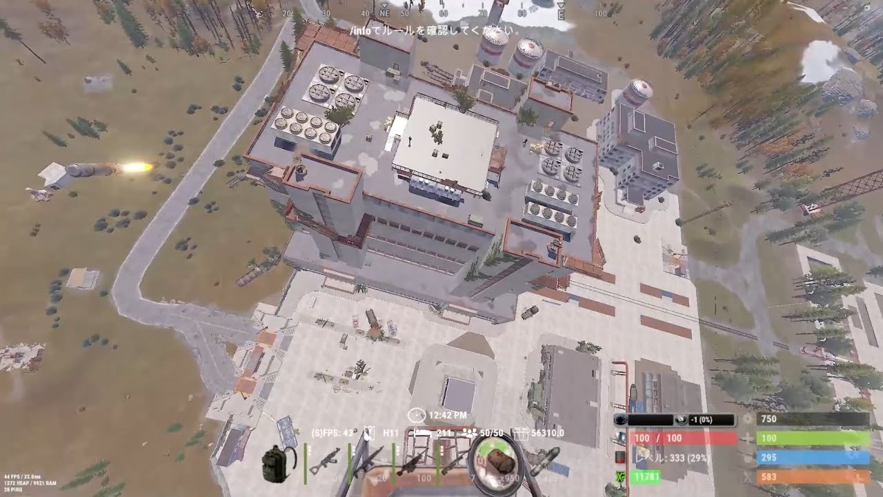【Rust】ロケット発射場屋上SAM回避強行侵入～APC＆ヘリ戦【GuuServer】 - YouTube