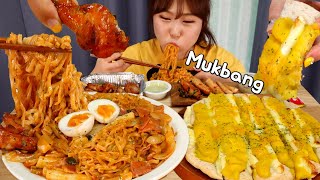 Mukbang | Upgrade your Carbo Buldak and enjoy! (^^*) With bread with sweet potato mousse on.