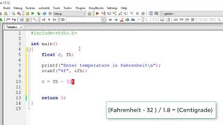 Convert Fahrenheit To Degree Celsius: C Program screenshot 1