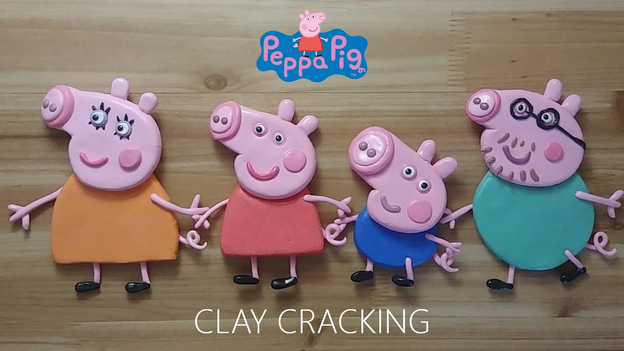 peppa pig family clay cracking 페파피그 가족 점토부수기