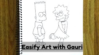 How to draw Bart simpson| how to draw lisa simpson| The simpsons easiest art tutorial|