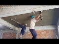 Amazing House Construction - Rendering Sand And Cement On Concrete Ceiling