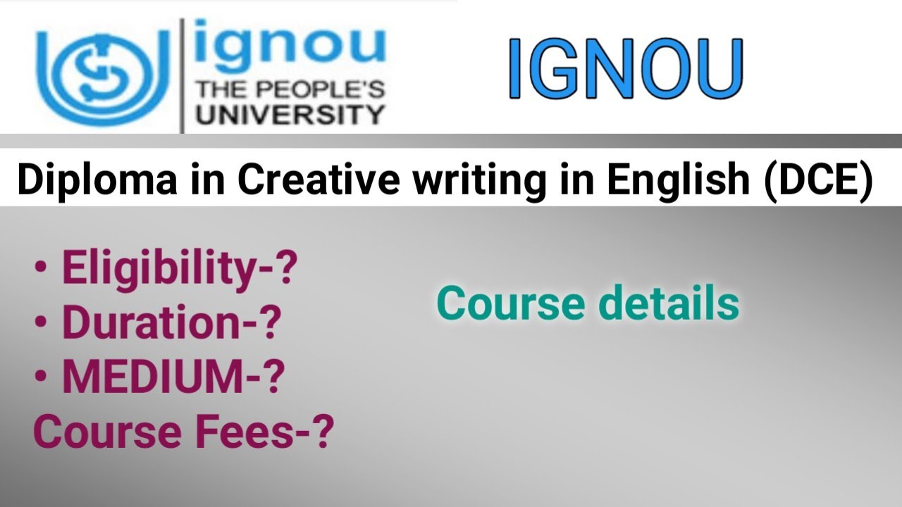 diploma in creative writing in english ignou syllabus