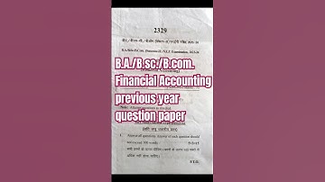 B.A./B.sc./B.com. Financial Accounting previous year question paper #exam #questionpaper #shorts #yt