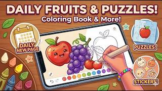 Fruits Coloring Book for Kids 🍎 | Best Drawing & Puzzle App Gameplay screenshot 4