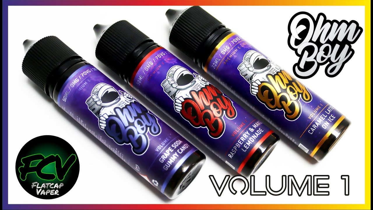 OhmBoy E-Liquid | Volume 1 | Grape Soda Gummy Candy, Raspberry & Mango Lemonade, Caramel Latte.