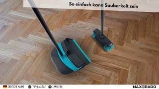 Maxorado Kehrblech mit Besen mit langem Stiel Set Kehrgarnitur lang Handfeger groß