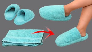 DIY home slippers from an old towel - I sewed them very quickly!