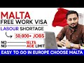 Malta Free Work Visa 2023 - Labor Shortage in Malta - No Education - No IELTS - Jobs for Pakistani