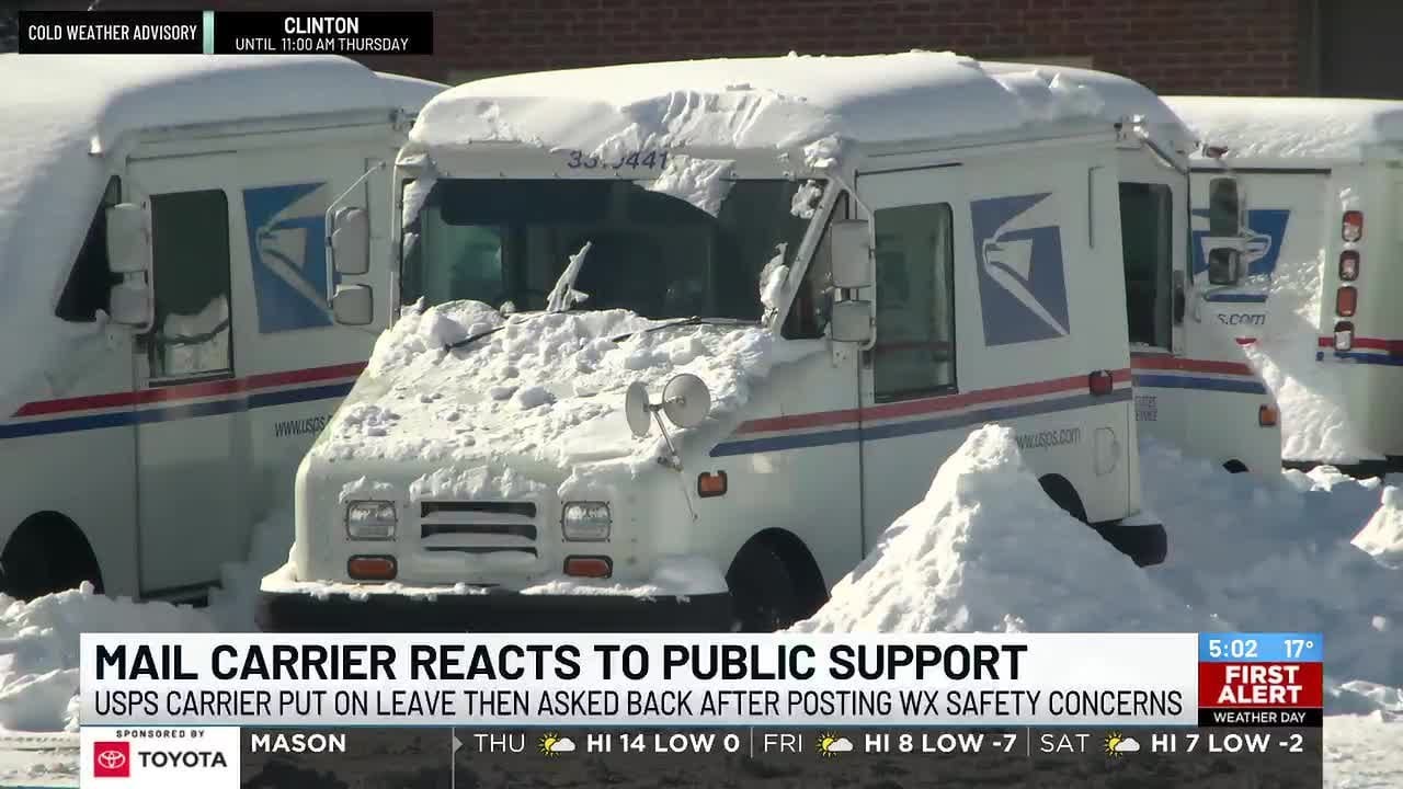 USPS mail carrier put on leave then asked back after posting weather ...