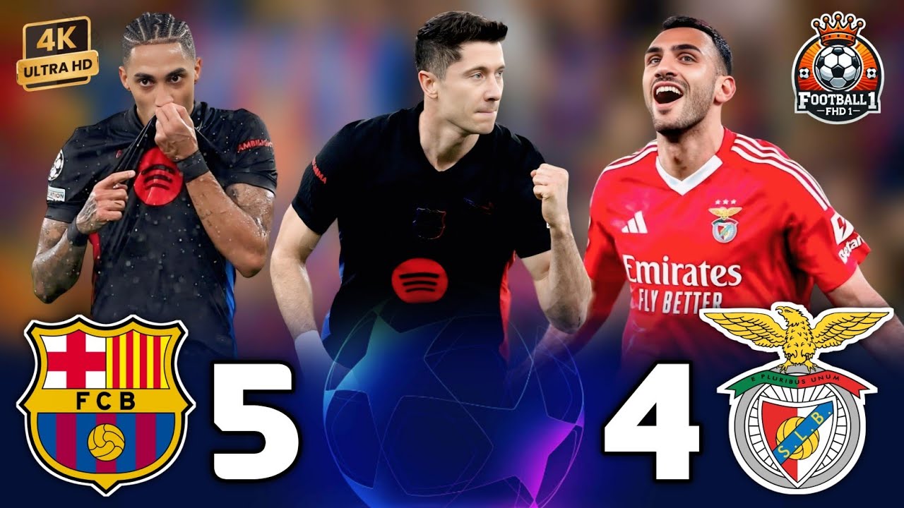 Безумный камбэк — Барселона (5-4) Бенфика 🔥💥 Лига чемпионов [2024/2025] 🌟 Безумие Рафиньи 😈¦ 4k 💫
