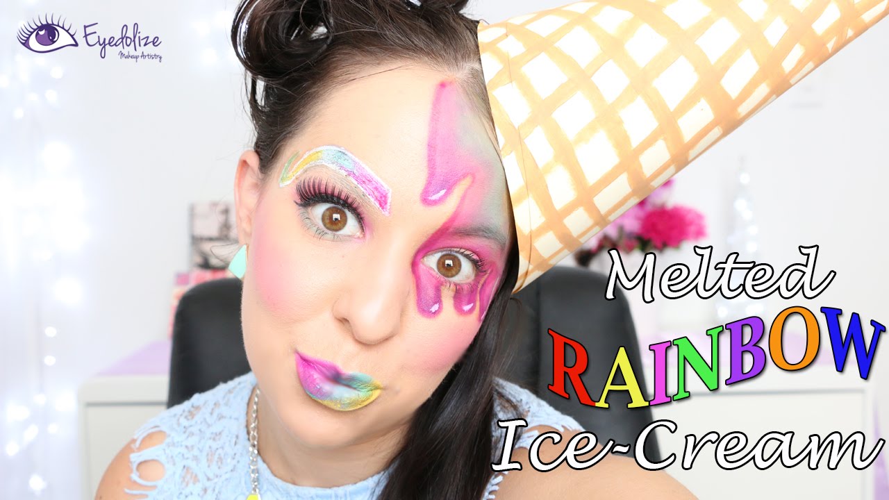 Rainbow Melted Ice Cream Makeup Tutorial By EyedolizeMakeup YouTube