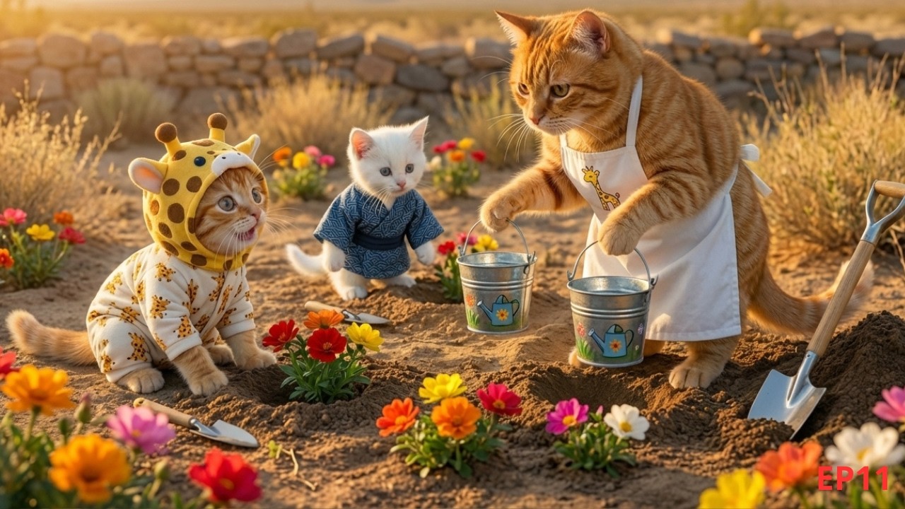 EP11: Making Our Village Beautiful! 🌸 Ginger Kitten’s Green Planet Project with Friends