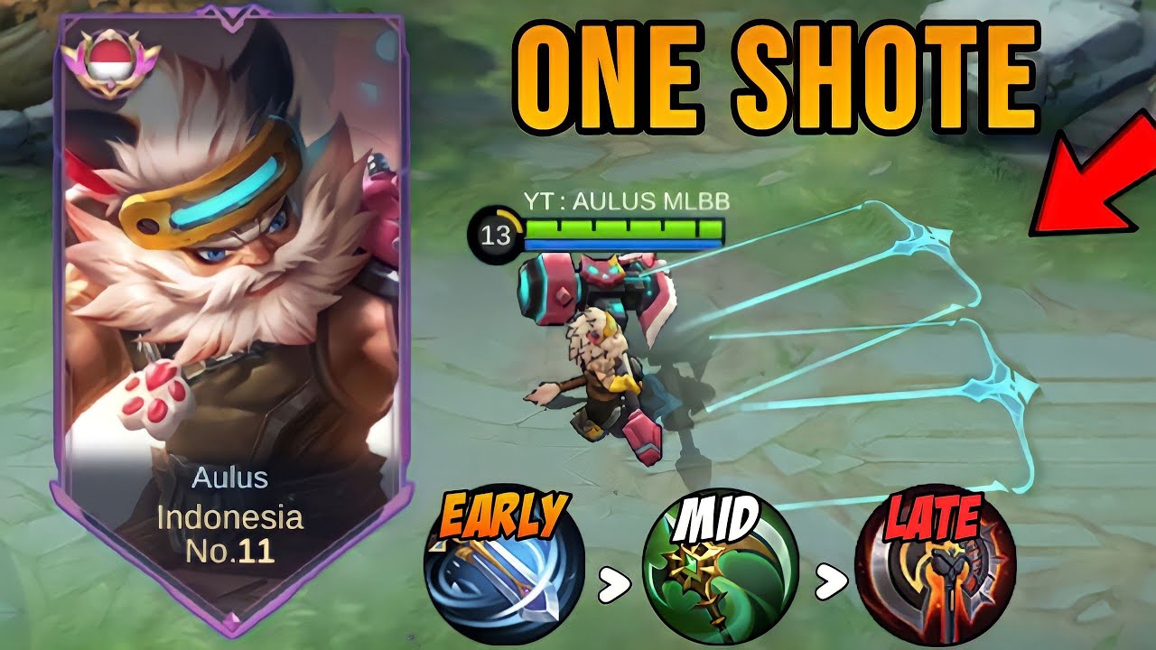 NEW AULUS ONE SHOTE BUILD AND EMBLEM 2024 - ( PLS TRY ) mobile legends ...