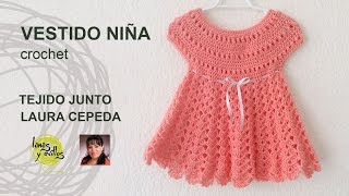 Huerta Minero la seguridad Tutorial Vestido Niña Crochet Tejido Junto Laura Cepeda - YouTube