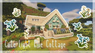 [Minecraft] 🌼💙Cute Light Blue Cottage Tutorial / Cottagecore / Mizuno's 16 Craft Resource Pack