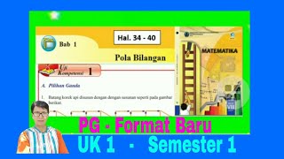 Uji Kompetensi 1 Matematika Kelas 8 PG Bab 1 Pola Bilangan  -  hal. 34-40   - Semester 1