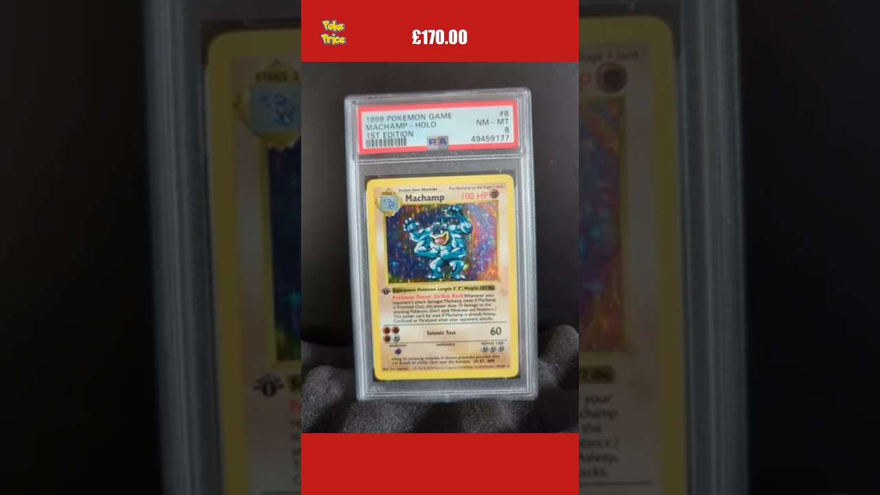 Pokemon Card Machamp 8/102 Holo 1st Edition Shadowless Base Set 1999 PSA 8 NM-MT