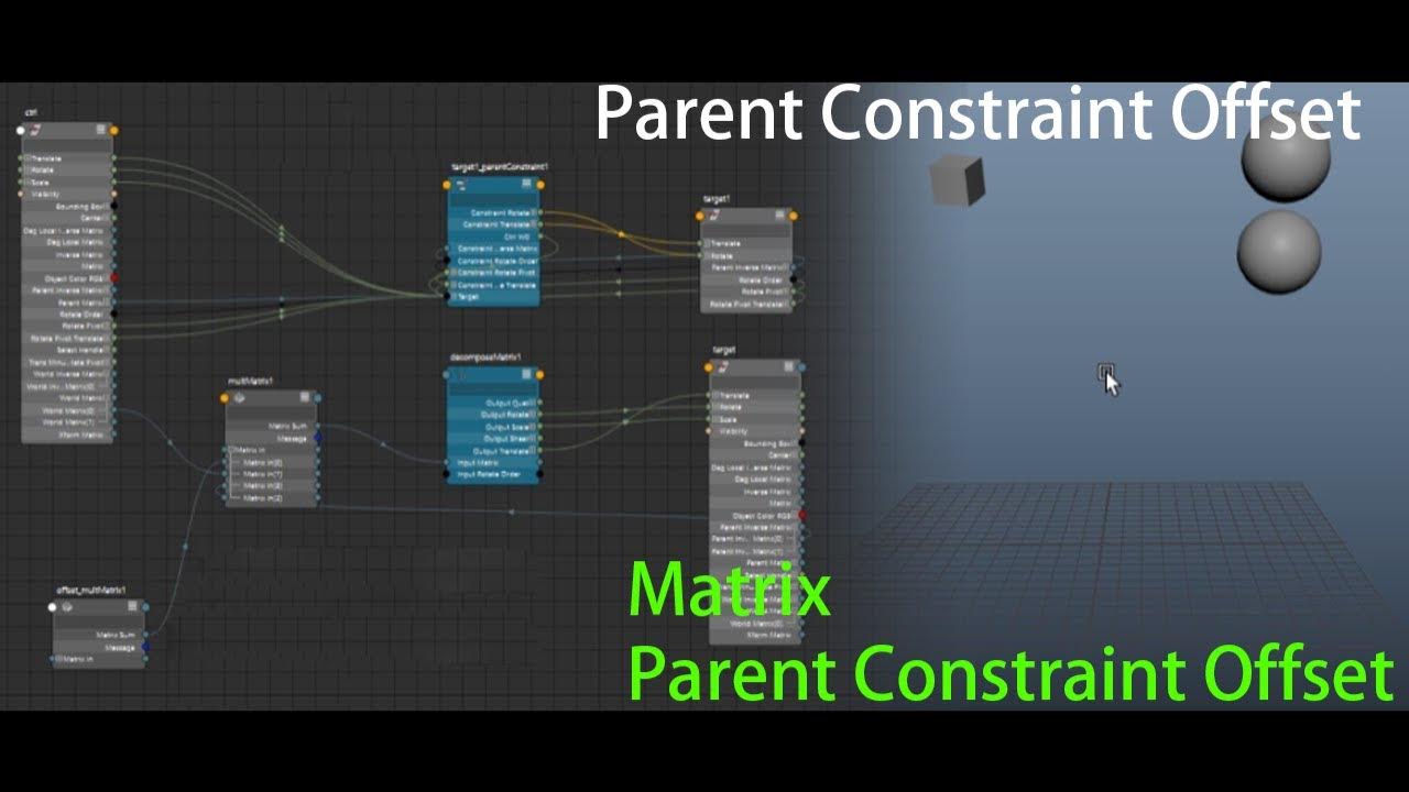 maya offset matrix constraint node , rigging - YouTube