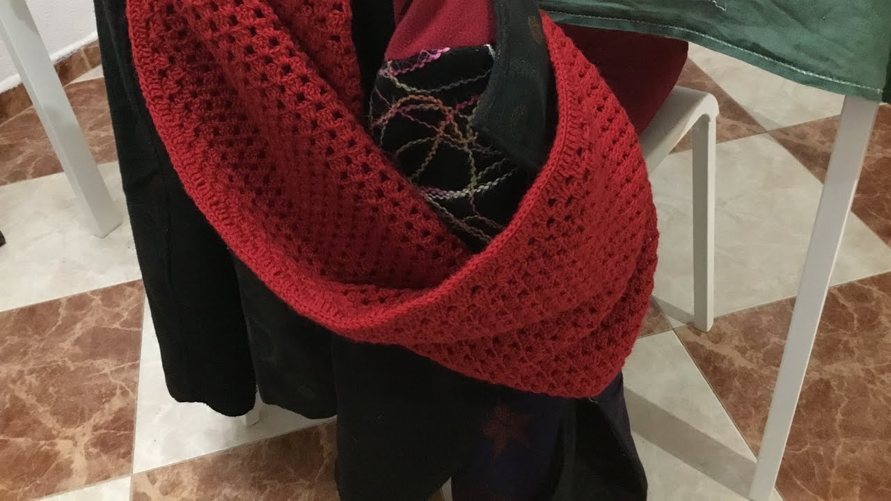 Tutorial patón bufanda crochet nivel principiante. Infinity scarf crochet 🧶 pattern ganchillo patrones puntillas