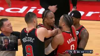 Fetti Reacts To DeMar DeRozan and Dillon Brooks ejected for huge fight after hard foul