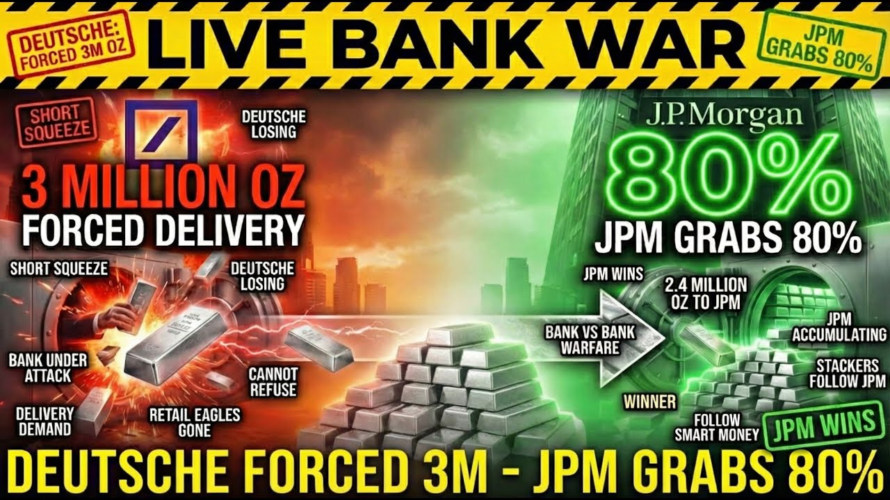 LIVE BANK WAR: Deutsche Forced to Deliver 3 M oz, JPM Grabs 80 % – Retail Eagles Gone