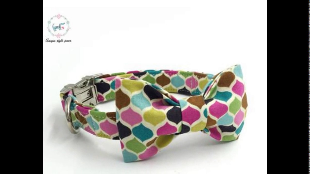 dog or cat collar set with bow tie