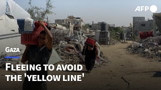 Gazans flee areas in Khan Yunis as Israeli forces warn to avoid 'yellow line' | AFP