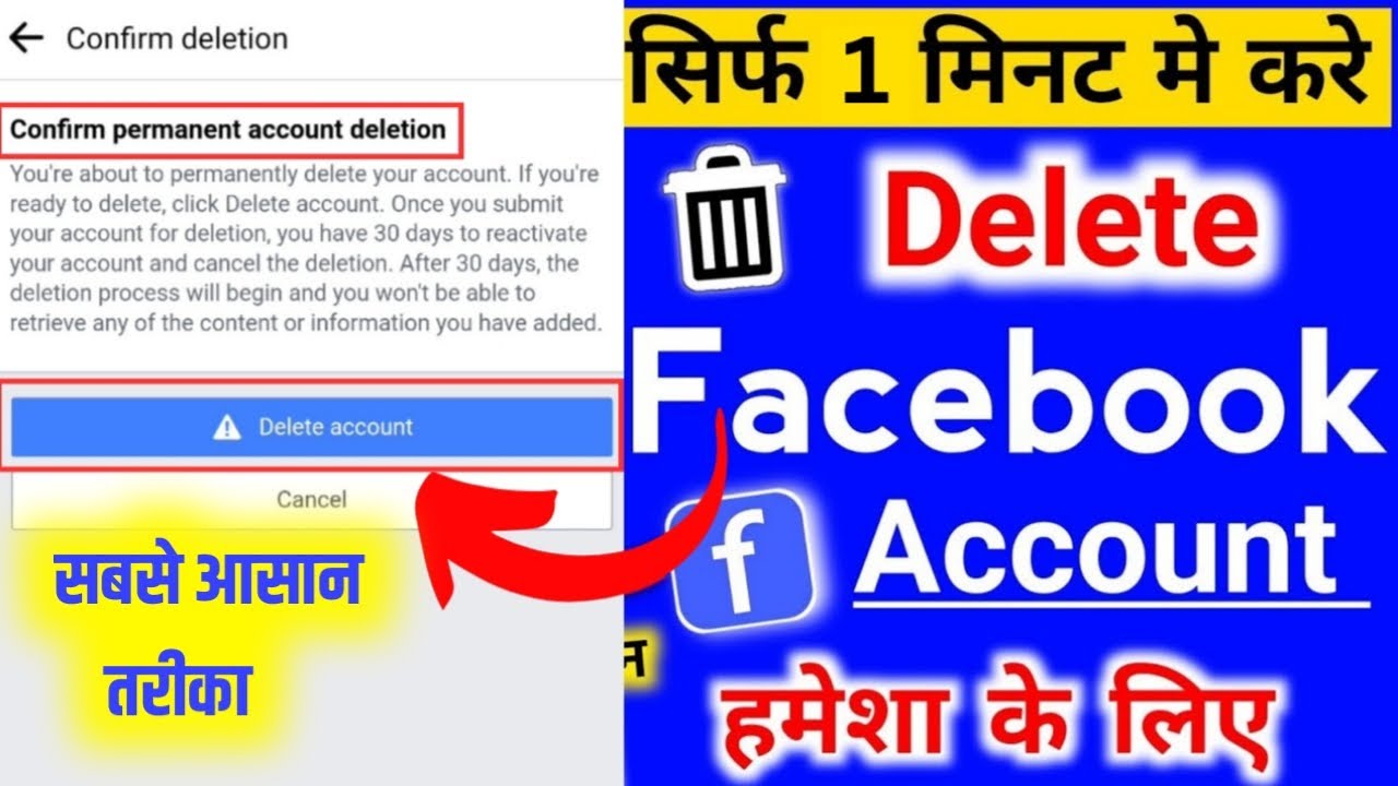 How to delete facebook account permanently Facebook account kaise