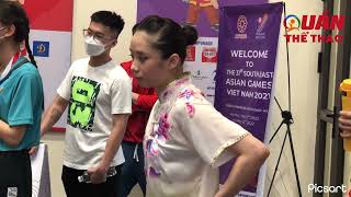 Người đẹp Dương Thuý Vi làm nóng SEA Games 31 khi ra sàn “đi đường quyền” để giành HCV Wushu