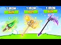 All NEW WEAPONS in the shop for 1 iron.. (Roblox Bedwars)