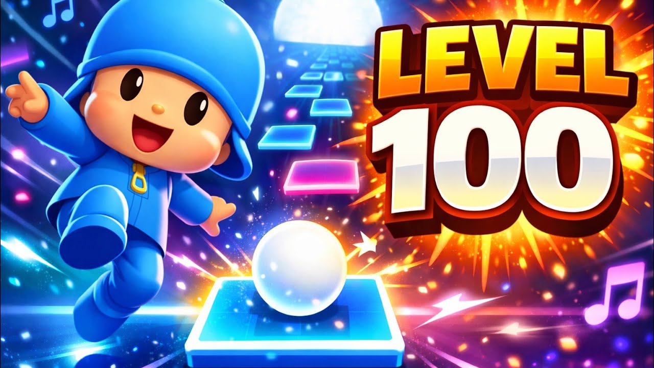 LEVEL 100 Pocoyo Tiles Hop😱