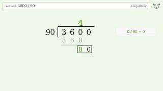 3600/90 Long Division — Step-by-Step | Tiger Algebra Solver
