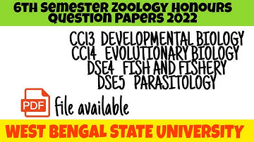 #6th_Semester #Zoology_Honours QuestionPapers 2022, #WBSU (PDF link in description)