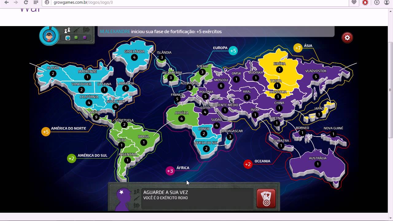 Como jogar War online (Grow Games) 