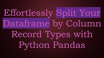 Effortlessly Split Your Dataframe by Column Record Types with Python Pandas