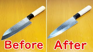 三徳包丁を牛刀風にアレンジしてみました Change the shape of the kitchen knife