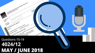 O-Level Mathematics D Paper 1 May/June 2018 4024/12 (Questions 15-19) Solutions Explanation