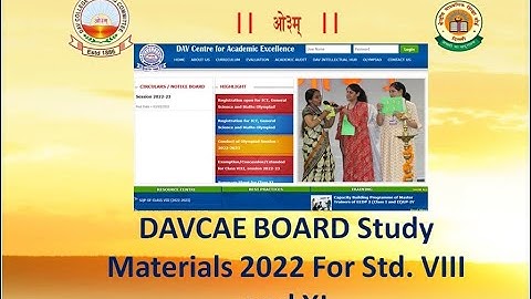 DAVCAE BOARD Study Materials 2022 For Std. VIII and XI